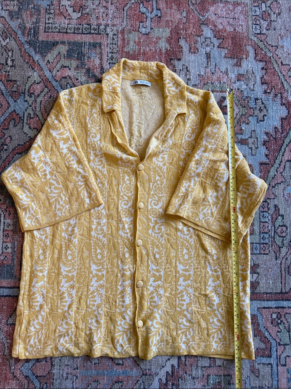 Zara Yellow and White Knit Top